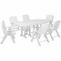 Polywood Nautical 7-Piece White Dining Set with 6 Folding Chairs 633PWS1251WH